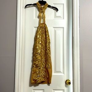 Golden luxury short dress.